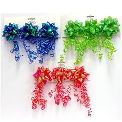 2340814 3.5 In. Metallic Bow With Curly Ribbons, Assorted Color - 3 Per Pack - Case Of 60
