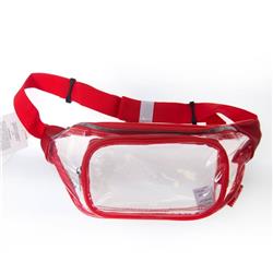 2341478 Clear Transparent Waist Travel Fanny Packs, Red - Case Of 24