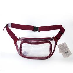 2341480 Clear & Maroon Waist Travel Fanny Packs - Case Of 24