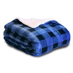2341037 50 X 60 In. Micro Mink Sherpa Blanket, Royal & Black - Case Of 12