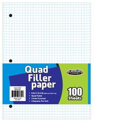 2342123 Quad Ruled Filler Paper - 100 Sheets - Case Of 48