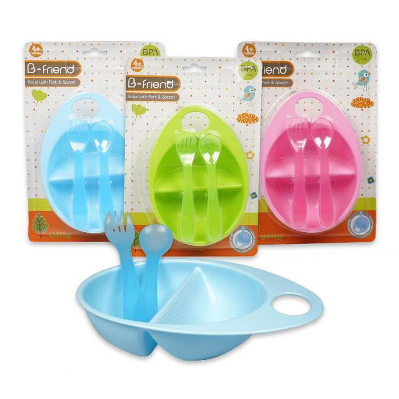 2342701 Baby Bowl With Spoon & Fork Set, Assorted Color - Case Of 48