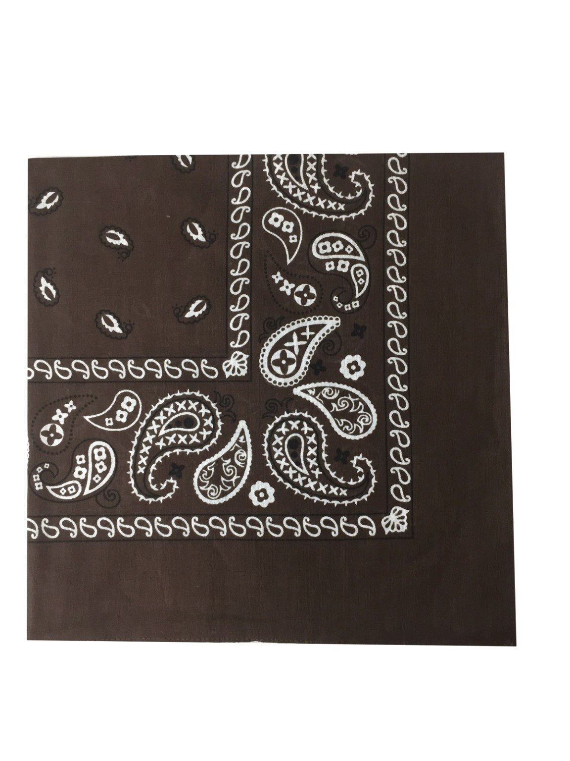 Cotton Bandanas - Brown with Paisley Print case of 120