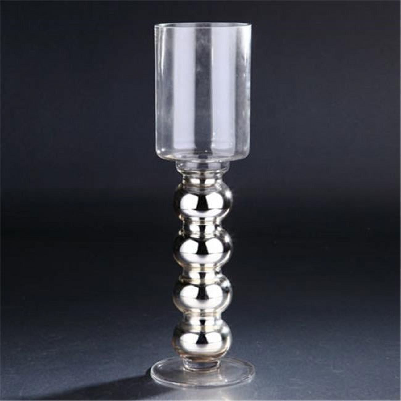 40008 16.5 X 4.5 In. Glass Candle Holder, Silver