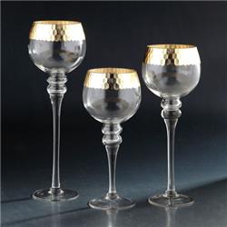 15.5 X 5 In. Hurricane Glass Candle Holder, Gold