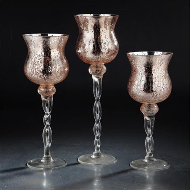 51599 12 X 4.5 In. Hurricane Glass Candle Holder, Rose Gold