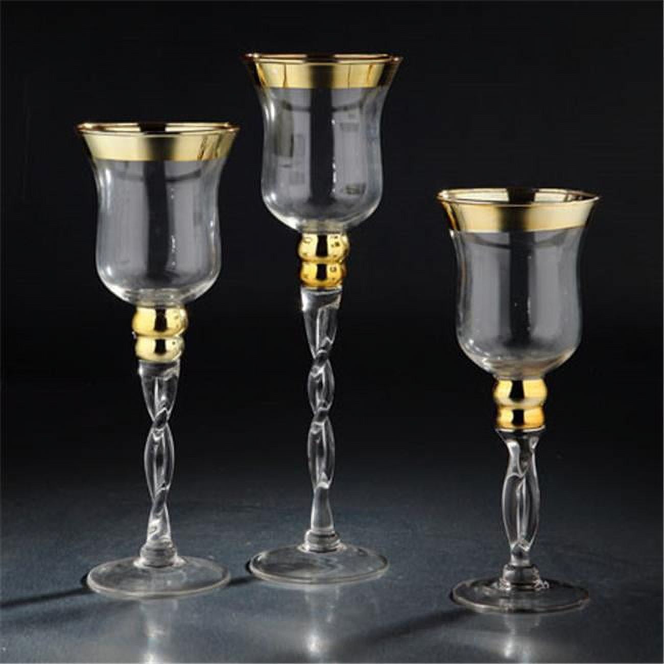 51653 12 X 5 In. Glass Candle Holder, Gold