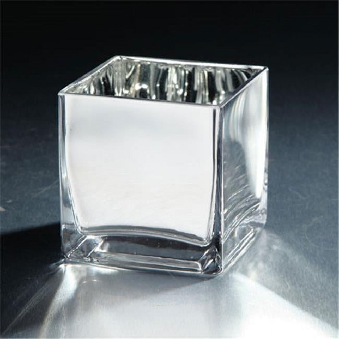 57099 4 X 4 X 4 In. Square Candle Holder, Silver