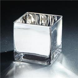 57100 4.5 X 4.5 X 4.5 In. Square Candle Holder, Silver