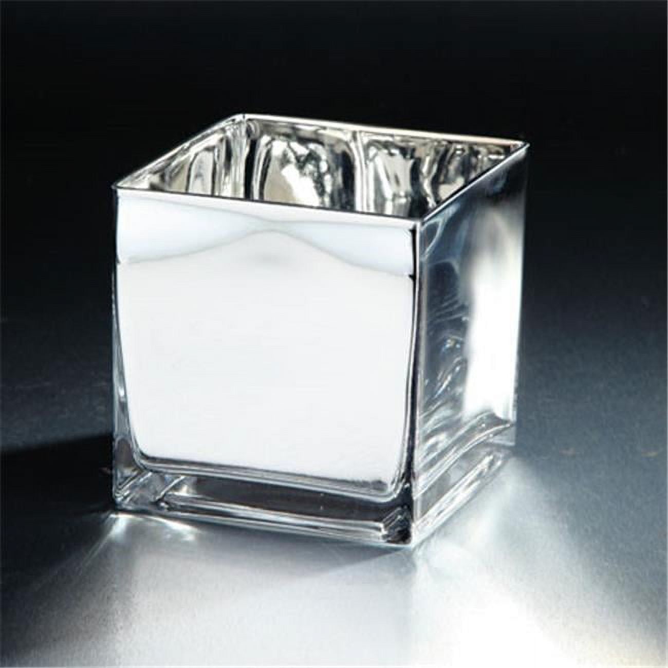 57101 6 X 6 X 6 In. Square Candle Holder, Silver