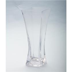 10 X 4 X 4 In. Flared Square Glass Vase, Clear
