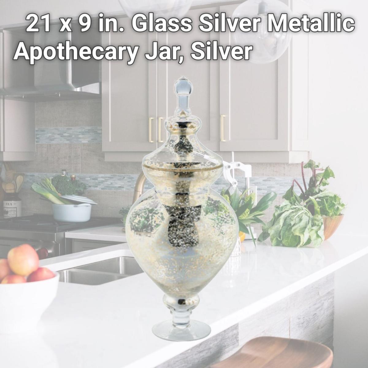 Picture of Diamond Star 69074S 21 x 9 in. Glass Silver Metallic Apothecary Jar, Silver
