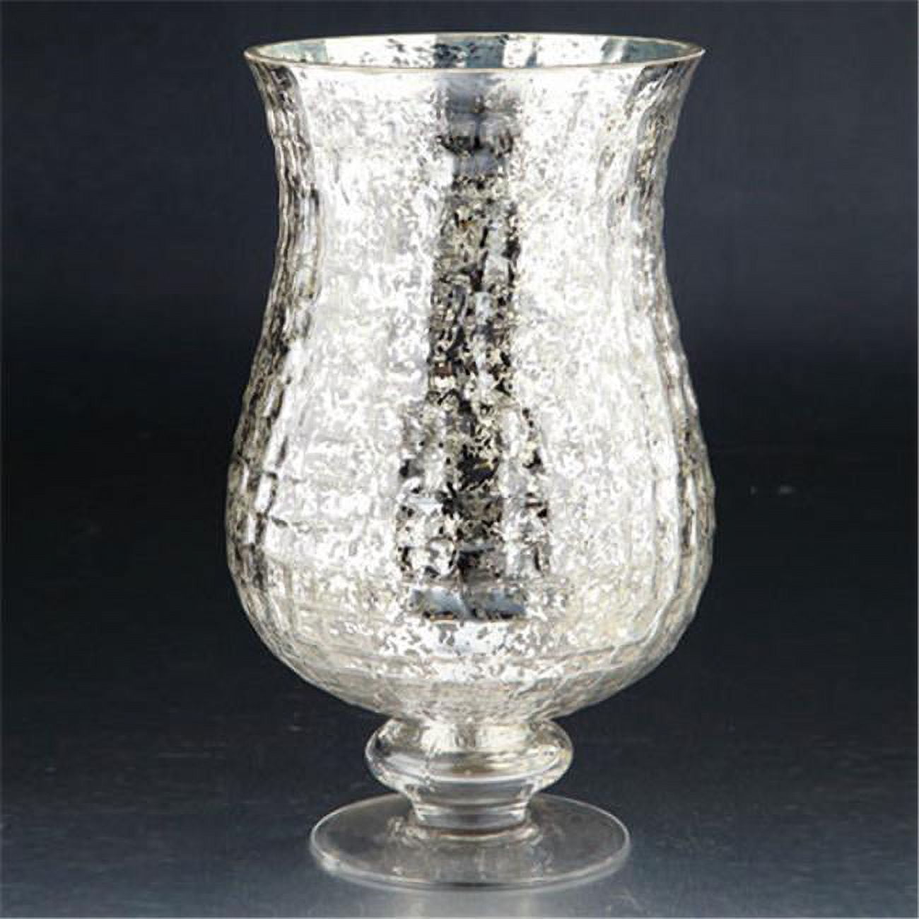 86449 12 X 6.5 In. Glass Hurricane Candle Holder, Silver
