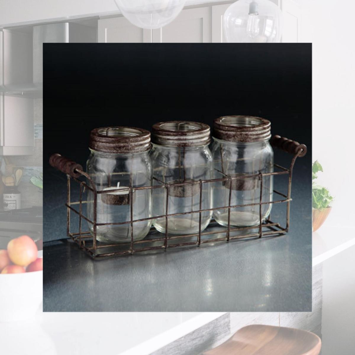 Picture of Diamond Star 94001 12 x 3.5 x 5.5 in. Glass Jar Set, black