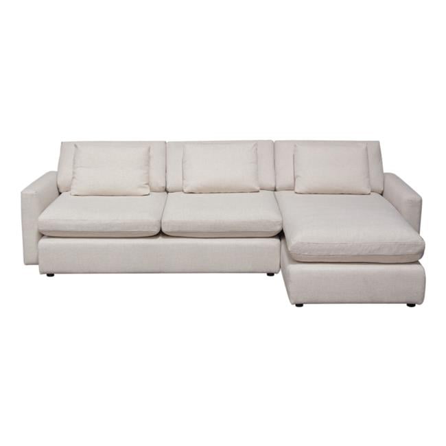 ARCADIACM2PC Arcadia Reversible Chaise Sectional with Feather Down Seating, Cream Fabric - 2 Piece