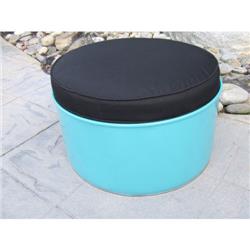 6007 Stormy Mountain Indoor & Outdoor Ottoman, Turquoise & Black - 13.5 X 24 X 24 In.