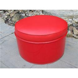 6008 Red On Red Ottoman - 13.5 X 24 X 24 In.