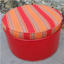 6010 Salsa Indoor & Outdoor Ottoman, Red & Multi Color - 13.5 X 24 X 24 In.