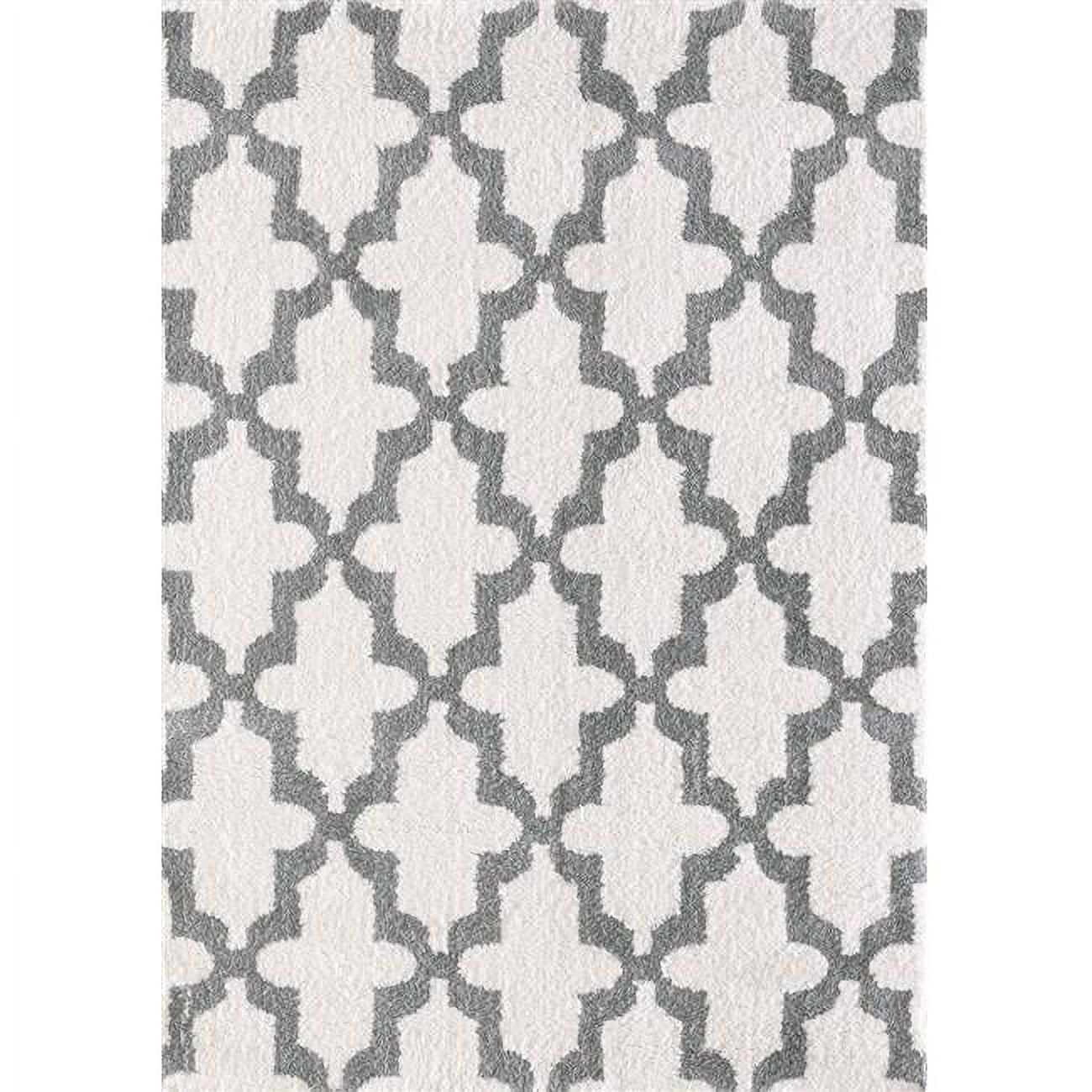 Si245906110 2 Ft. X 3 Ft. 3 In. Silky Shag 5906 Rectangle Contemporary Rug - 110 White & Silver