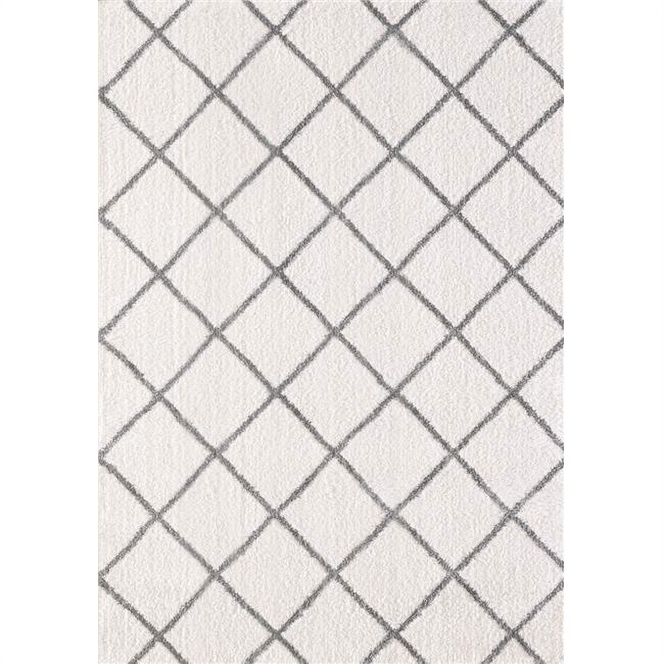 Si245920110 2 Ft. X 3 Ft. 3 In. Silky Shag 5920 Rectangle Contemporary Rug - 110 Ivory & Silver