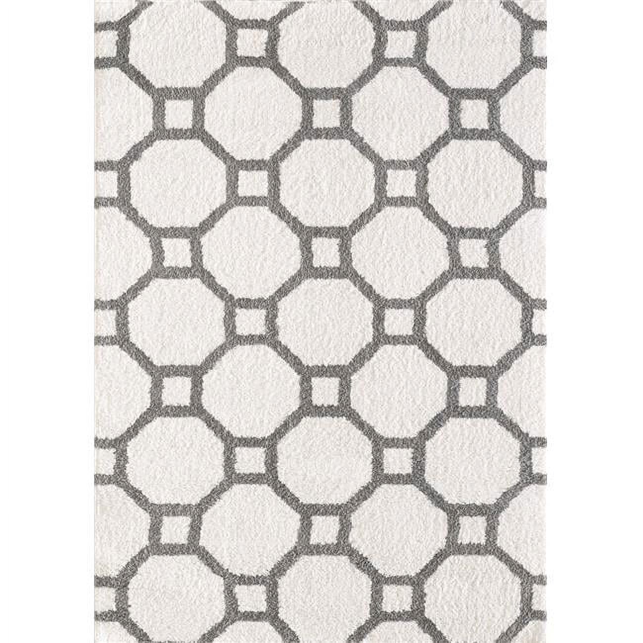 Si245903119 2 Ft. X 3 Ft. 3 In. Silky Shag 5903 Rectangle Contemporary Rug - 119 White & Silver