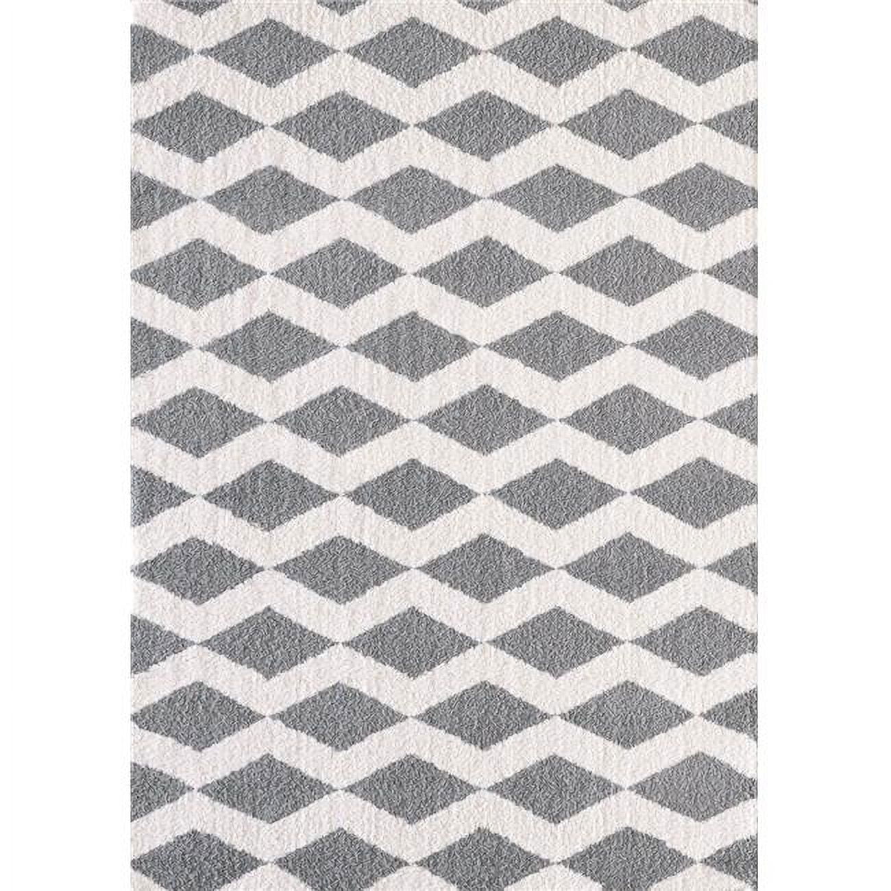 Si465904119 3 Ft. 11 In. X 5 Ft. 7 In. Silky Shag 5904 Rectangle Contemporary Rug - 119 White & Silver