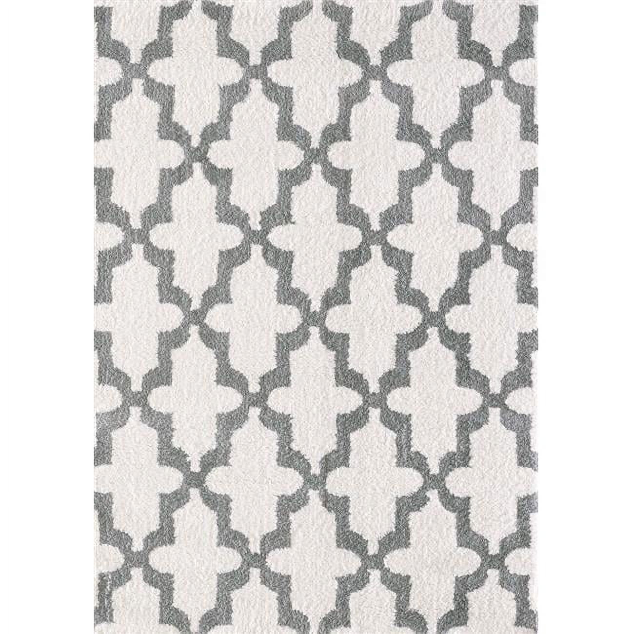 Si465906110 3 Ft. 11 In. X 5 Ft. 7 In. Silky Shag 5906 Rectangle Contemporary Rug - 110 White & Silver