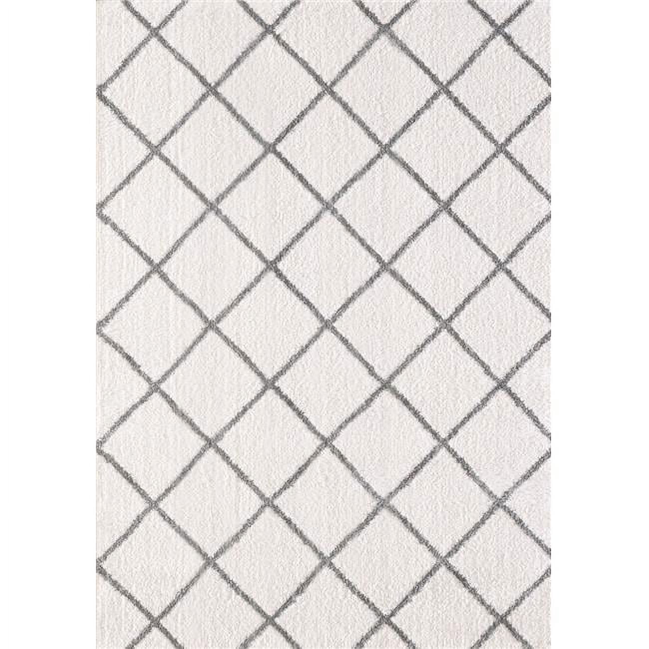 Si465920110 3 Ft. 11 In. X 5 Ft. 7 In. Silky Shag 5920 Rectangle Contemporary Rug - 110 Ivory & Silver
