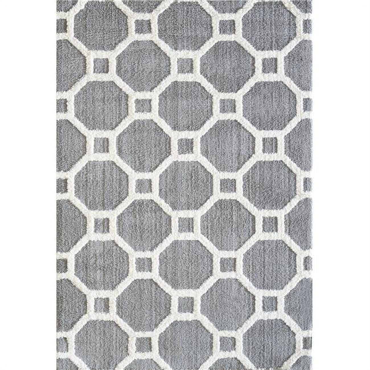 Si465903901 3 Ft. 11 In. X 5 Ft. 7 In. Silky Shag 5903 Rectangle Contemporary Rug - 901 Silver & White