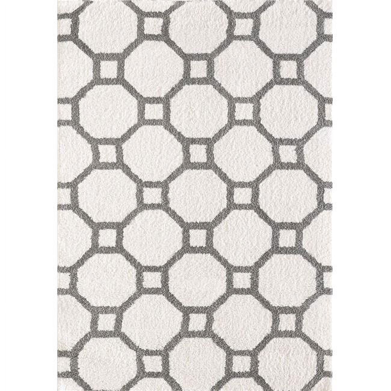 Si465903119 3 Ft. 11 In. X 5 Ft. 7 In. Silky Shag 5903 Rectangle Contemporary Rug - 119 White & Silver