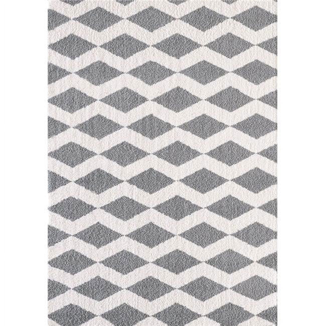 Si695904119 5 Ft. 3 In. X 7 Ft. 7 In. Silky Shag 5904 Rectangle Contemporary Rug - 119 White & Silver