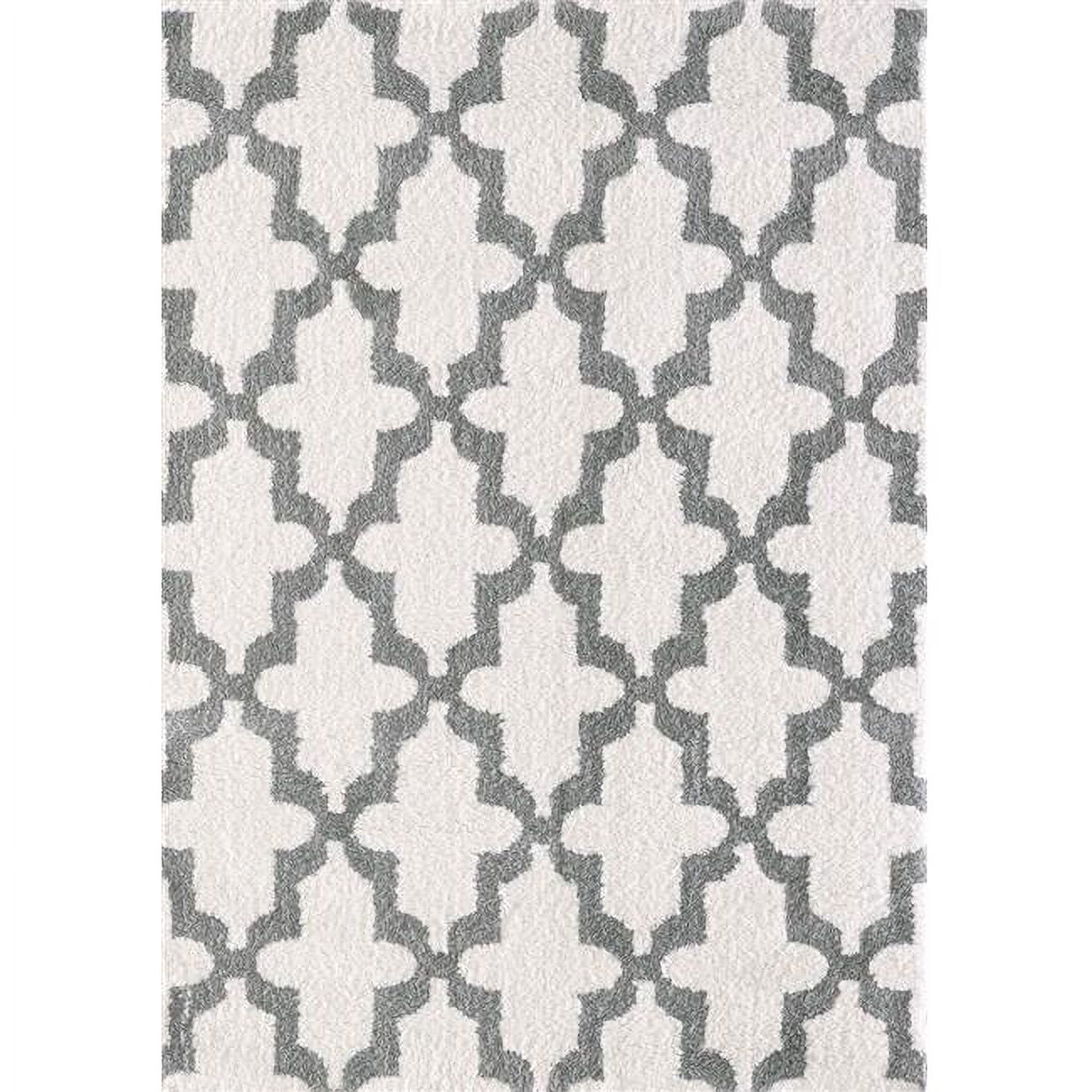 Si695906110 5 Ft. 3 In. X 7 Ft. 7 In. Silky Shag 5906 Rectangle Contemporary Rug - 110 White & Silver