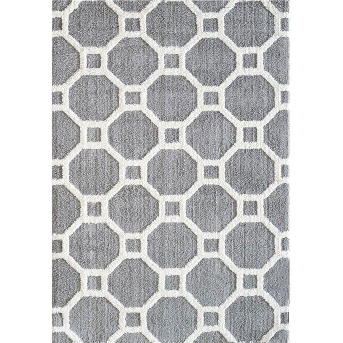 Si695903901 5 Ft. 3 In. X 7 Ft. 7 In. Silky Shag 5903 Rectangle Contemporary Rug - 901 Silver & White