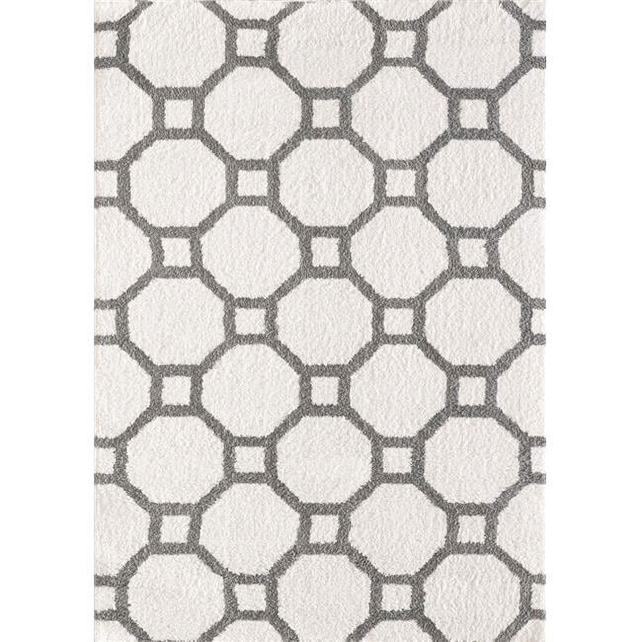 Si695903119 5 Ft. 3 In. X 7 Ft. 7 In. Silky Shag 5903 Rectangle Contemporary Rug - 119 White & Silver