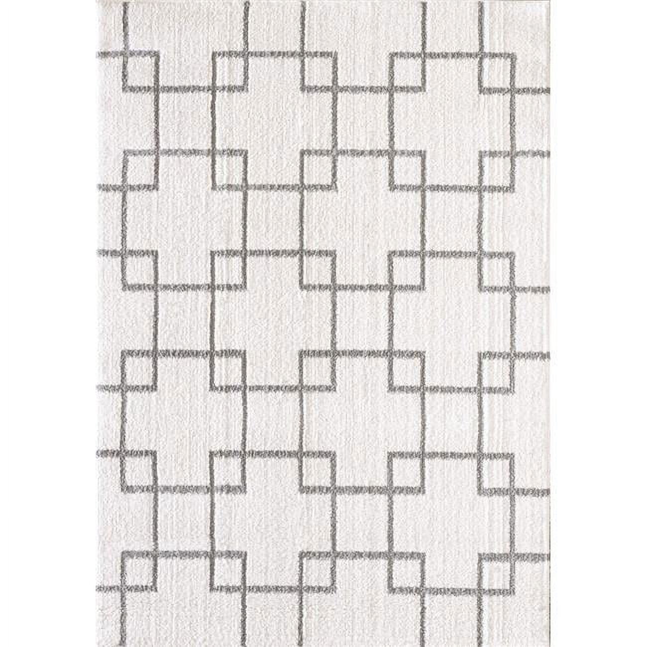 Si10145901119 9 Ft. 2 In. X 12 Ft. 10 In. Silky Shag 5901 Rectangle Contemporary Rug - 119 Ivory & Silver