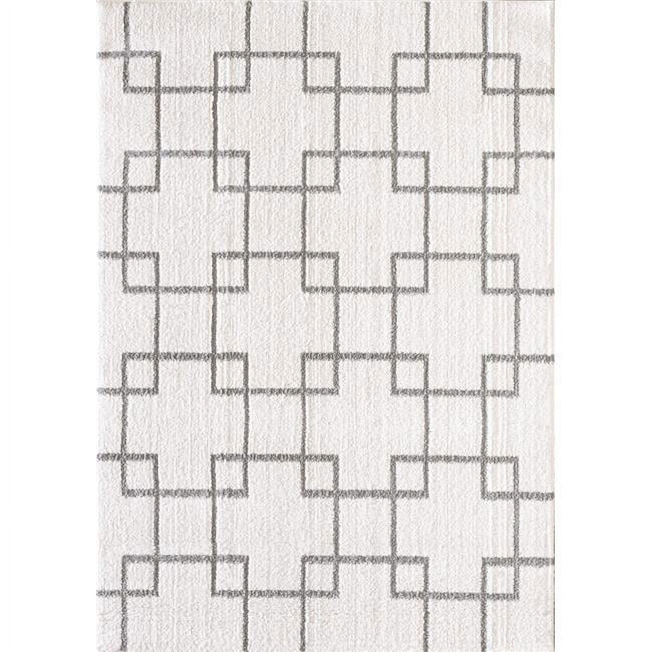 Si465901119 3 Ft. 11 In. X 5 Ft. 7 In. Silky Shag 5901 Rectangle Contemporary Rug - 119 Ivory & Silver