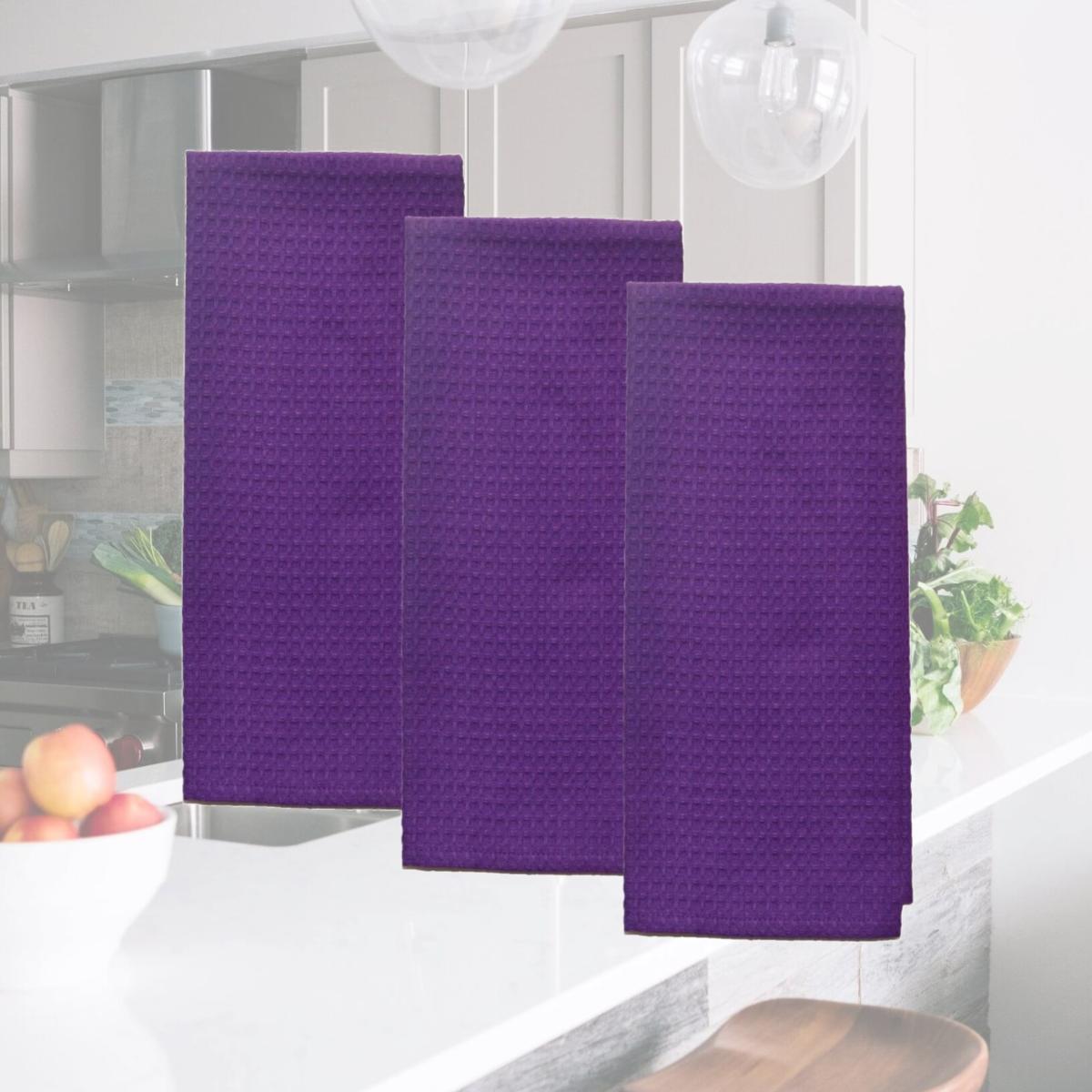 Picture of Dunroven House ORK330-CPUR Solid Waffle Weave Tea Towel, College Purple