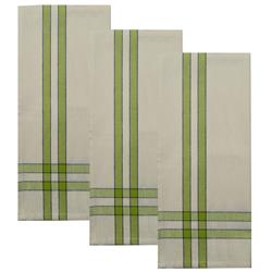 Ork360-lmg Two Stripe Border Tea Towel, Lime Green - Set Of 3