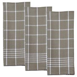 Or727-10 Picnic Plaid Kitchen Towels, Taupe & White - Set Of 3
