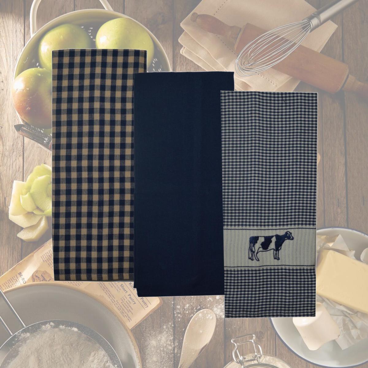 Picture of Dunroven House R100-200 Holston Cow Towel, Navy - Set of 3