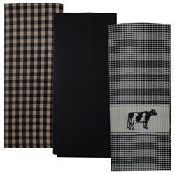 R100-210 Holston Cow Towel, Black - Set Of 3