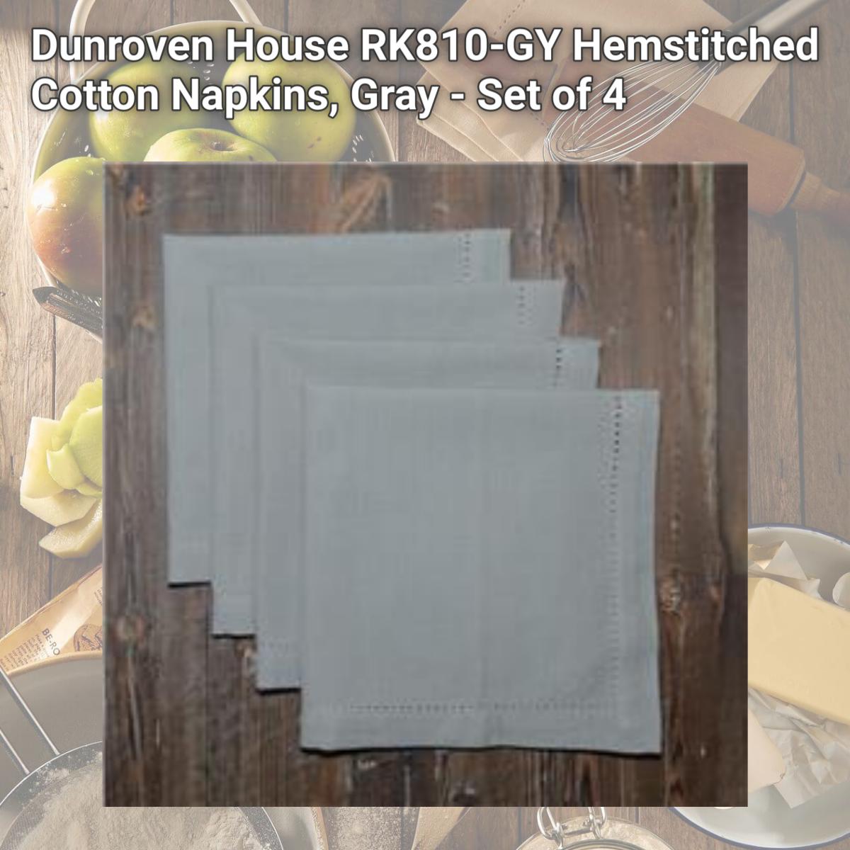 Picture of Dunroven House RK810-GY Hemstitched Cotton Napkins, Gray - Set of 4