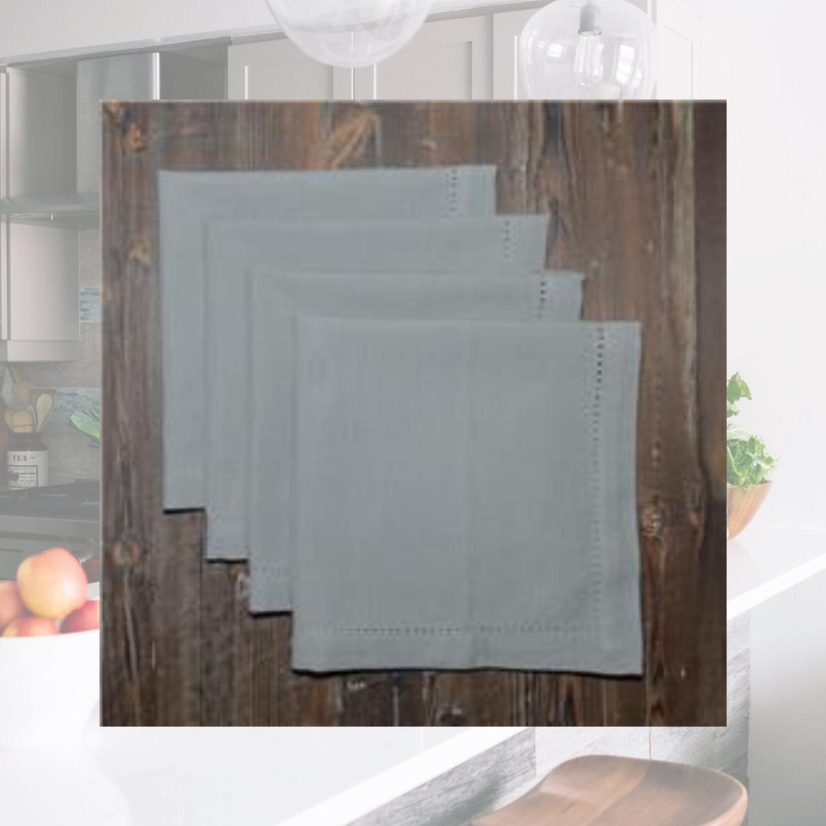 Picture of Dunroven House RK810-GY Hemstitched Cotton Napkins, Gray - Set of 4