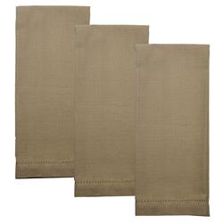 Ork361-whe Cotton Linen Hemstitch Hand Towel, Wheat - Set Of 3
