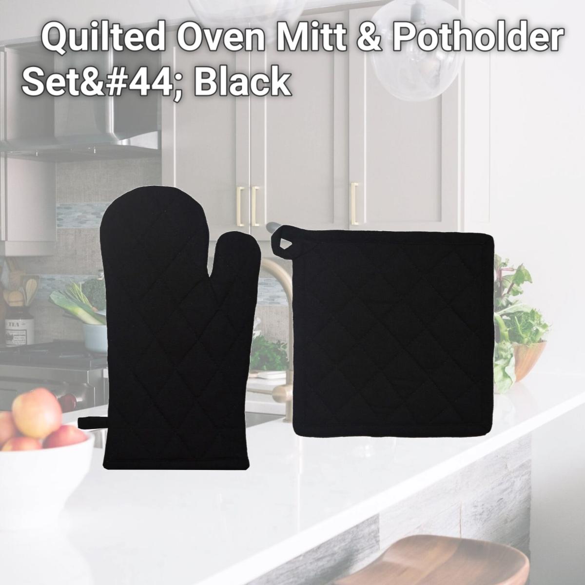 Picture of Dunroven House ORK104MP-BLK Quilted Oven Mitt & Potholder Set, Black