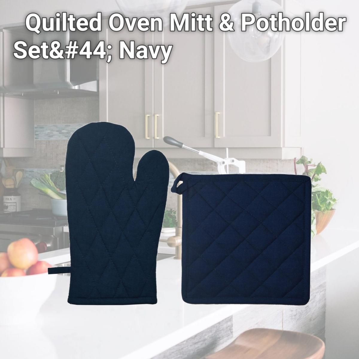 Picture of Dunroven House ORK104MP-N Quilted Oven Mitt & Potholder Set, Navy
