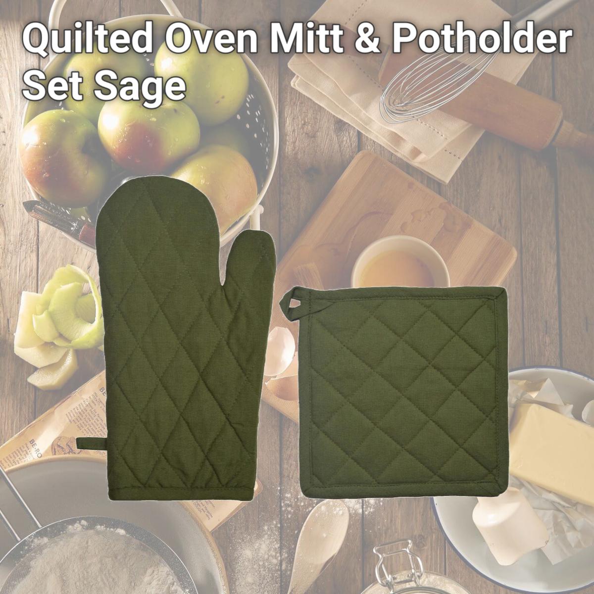 Picture of Dunroven House ORK104MP-S Quilted Oven Mitt & Potholder Set, Sage