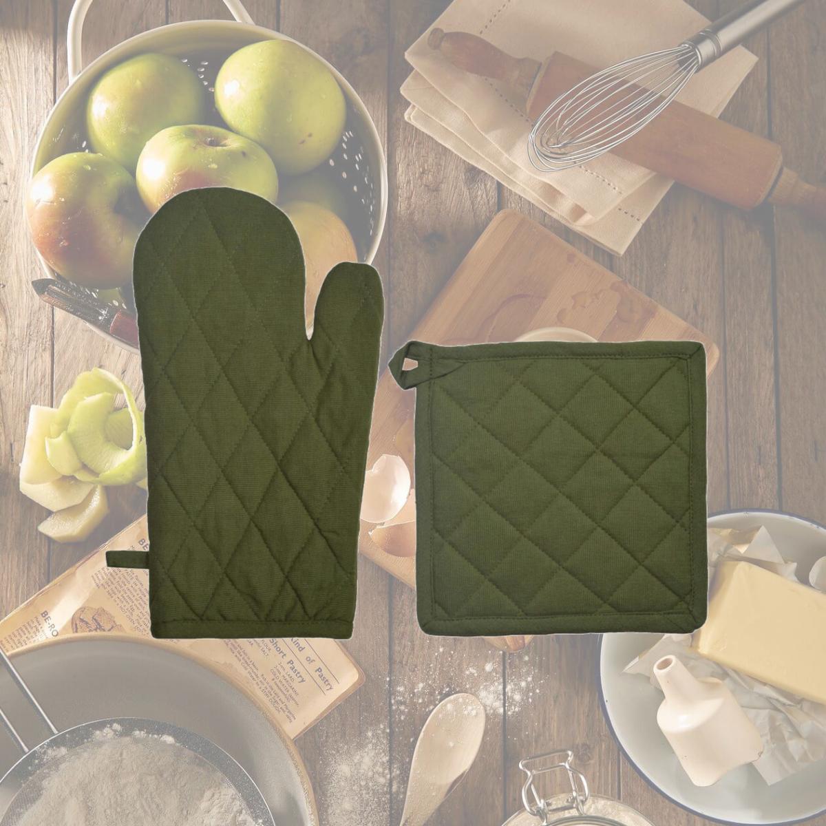 Picture of Dunroven House ORK104MP-S Quilted Oven Mitt & Potholder Set, Sage