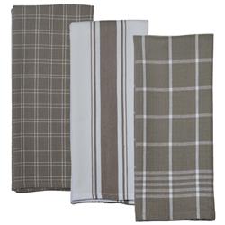 Or724-10 Variety Kitchen Towels, Taupe & White - Set Of 3