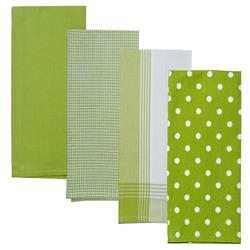 Rvartylmg Variety Kitchen Towel, Lime Green & White - Set Of 4